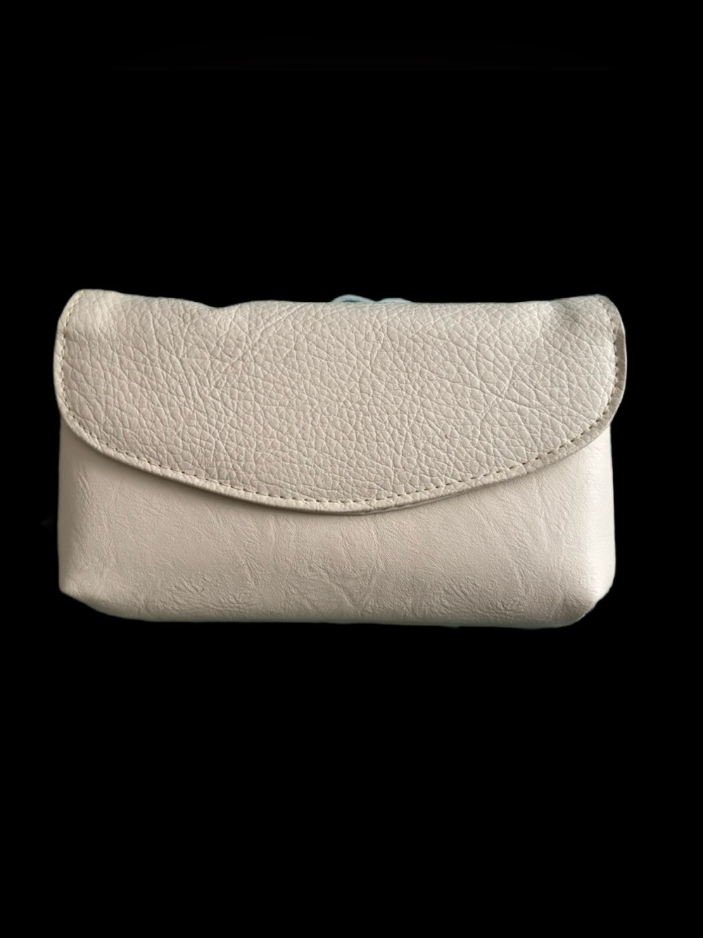 Women's Cream Leatherette Fold-Over Clutch